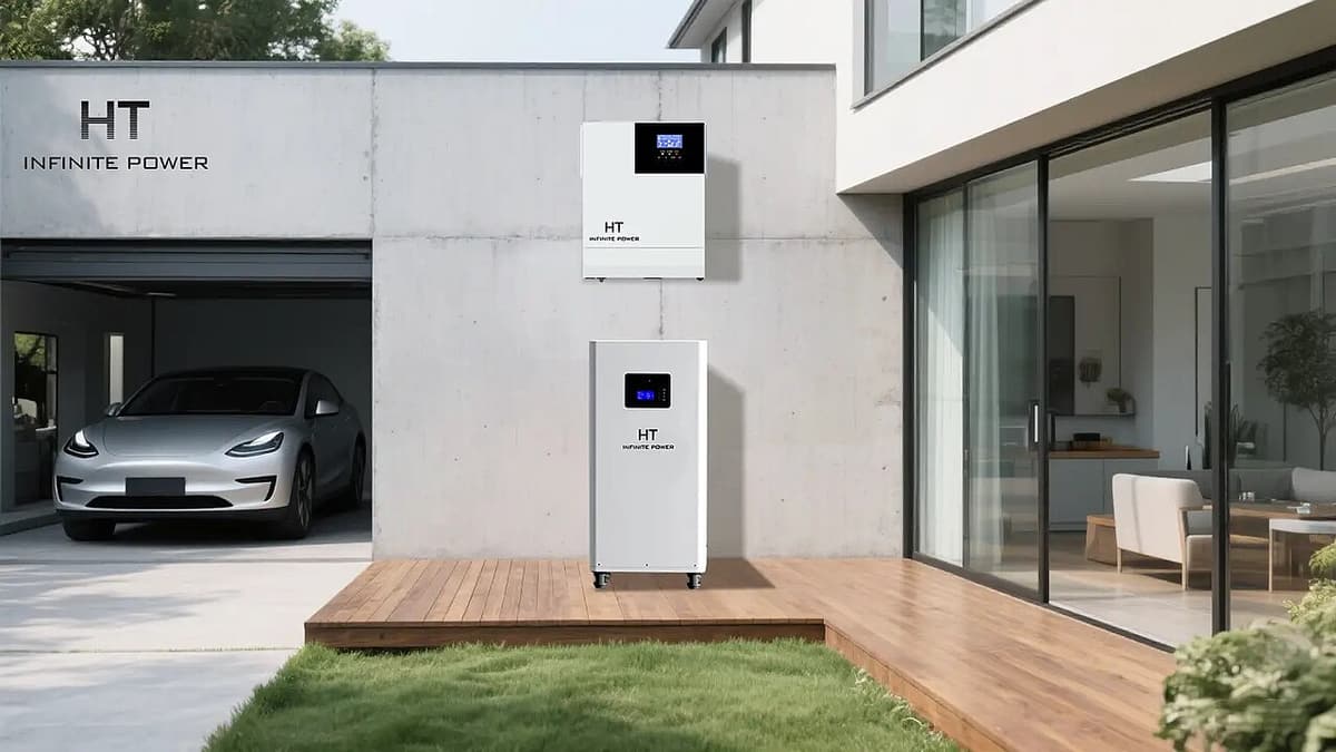 Batterie résidentielle murale installée sur un mur extérieur